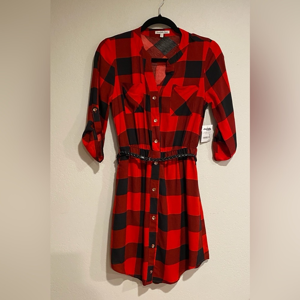 Women's Buffalo plaid dress.
